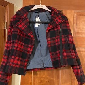 Plaid Gap Crop Pea Coat Sz XS NWT